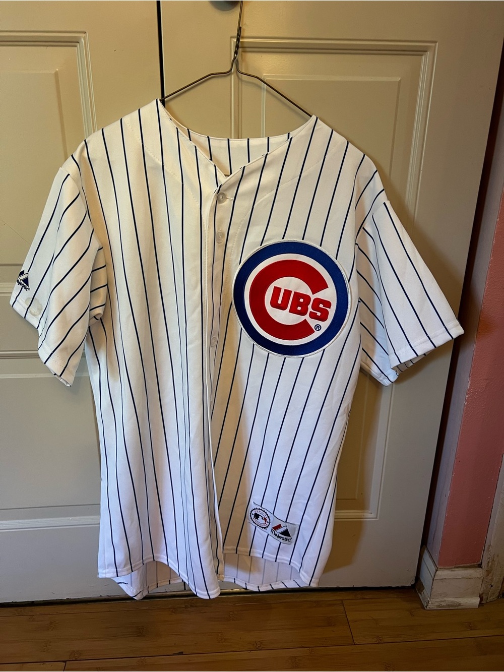 Majestic White Navy Chicago Cubs Legendary Lee’s#25 Jersey with Red Accents
